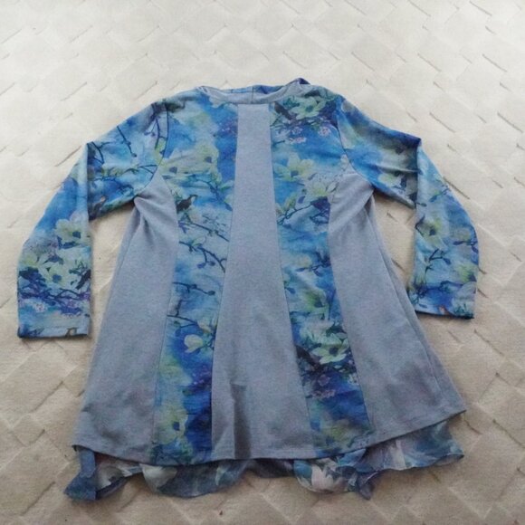Soft Surroundings Cardigan Sweater Womens Petite Medium Floral Bird Print - Picture 10 of 11